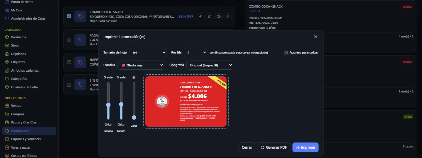 Editor de cartelería para promociones de BeemPos